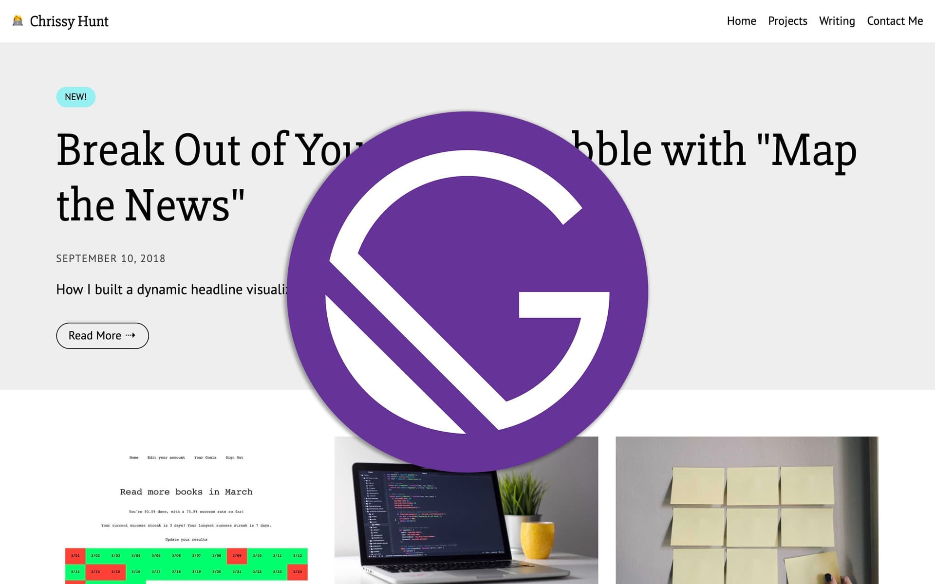 Screenshot of portfolio home page